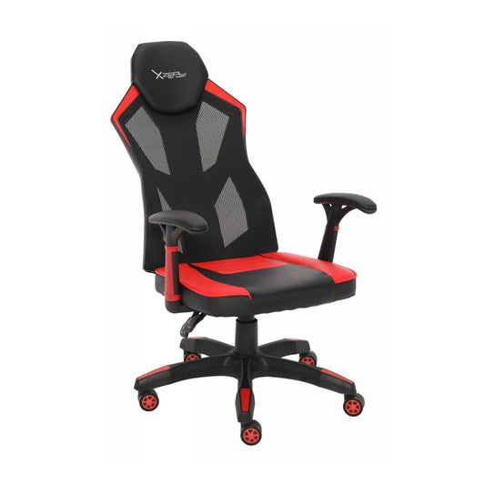 SILLA GAMER XZEAL (XZSXZ30R) MALLA CON VINIL, RECLINABLE 150°, BRAZOS FIJOS, HASTA 100KG, PISTON CLA. 2, NEGRO/ROJO