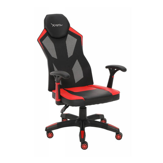 SILLA GAMER XZEAL (XZSXZ30R) MALLA CON VINIL, RECLINABLE 150°, BRAZOS FIJOS, HASTA 100KG, PISTON CLA. 2, NEGRO/ROJO