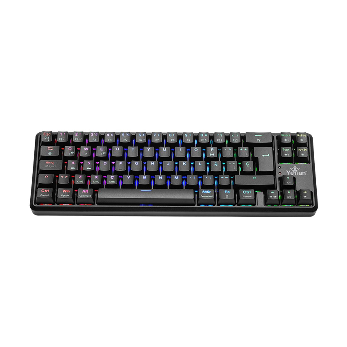 YEYIAN TKL TECLADO GAMER AKIL S 3500 SWITCH ROJO - 69 TECLAS, INTERRUPTOR CAMBIO, ANTI GHOSTING N-KEY R, LED RGB ARCOIRIS 18 EFECT, IP42  YTM-28209R