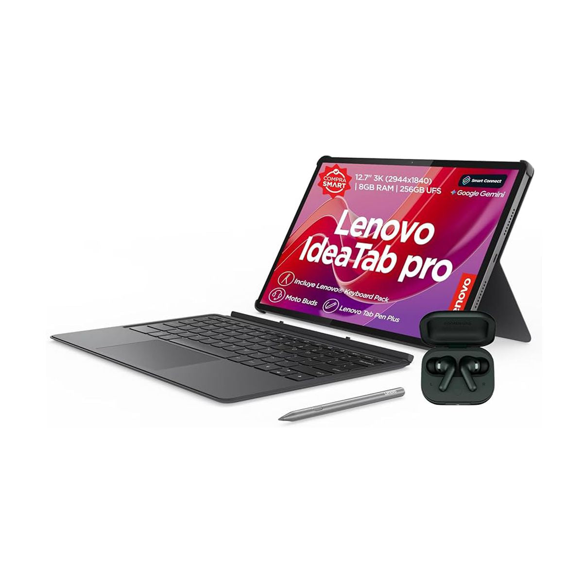 Tablet Lenovo IdeaTabPro - MediaTek Dimensity 8300, Pantalla 12.7 plg 3K, Ram 8gb, 256 gb, Incluye teclado, pluma y audifonos moto buds