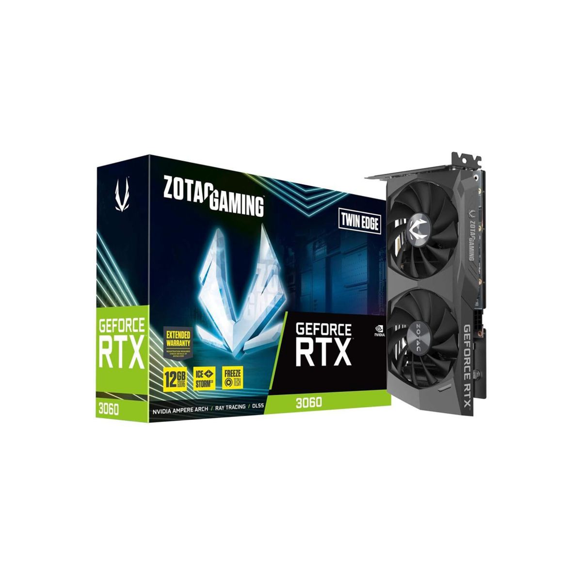 TARJETA DE VIDEO ZOTAC (ZT-A30600E-10M) RTX 3060 TWIN EDGE 12GB GDDR6, 192 BIT, DP*3, HDMI