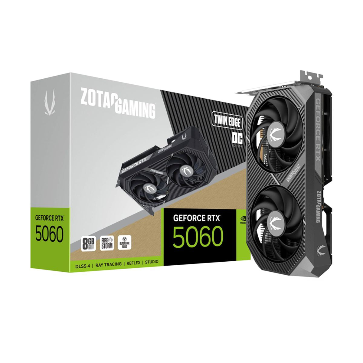 TARJETA DE VIDEO ZOTAC (ZT-B50600H-10A) RTX 5060 TWIN EDGE OC 8GB GDDR7,2527 MHZ,PCIE 5,HDMI,3*DP,2*FAN