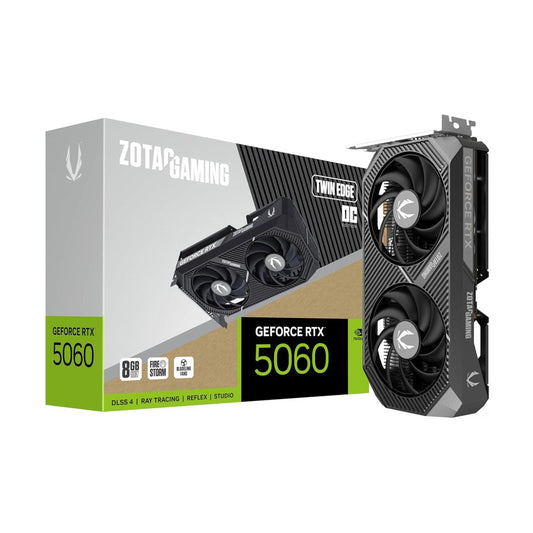 TARJETA DE VIDEO ZOTAC (ZT-B50600H-10M) RTX 5060 TWIN EDGE OC 8GB GDDR7,2527 MHZ,PCIE 5,HDMI,3*DP,2*FAN