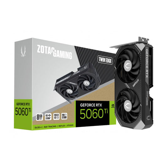TARJETA DE VIDEO ZOTAC (ZT-B50610E-10M) RTX 5060TI TWIN EDGE 8GB GDDR7,2572 MHZ,PCIE 5,HDMI,3*DP,2*FAN