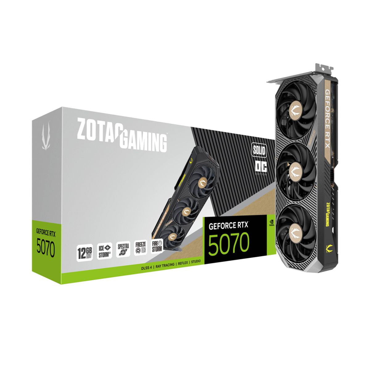 TARJETA DE VIDEO ZOTAC (ZT-B50700J-10A) RTX 5070 SOLID OC 12GB GDDR7,PCIE 5,3*FAN