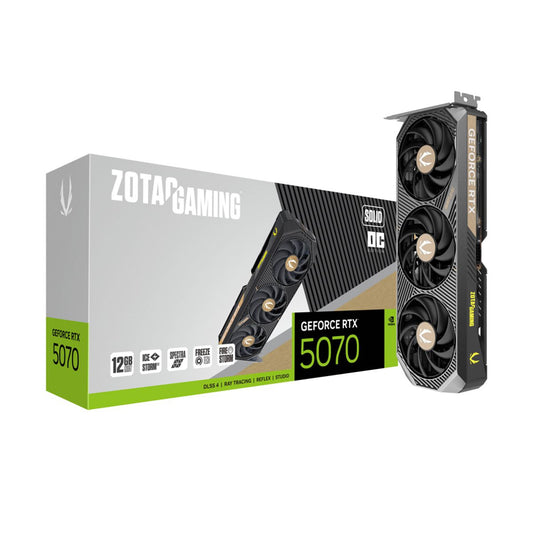 TARJETA DE VIDEO ZOTAC (ZT-B50700J-10A) RTX 5070 SOLID OC 12GB GDDR7,PCIE 5,3*FAN
