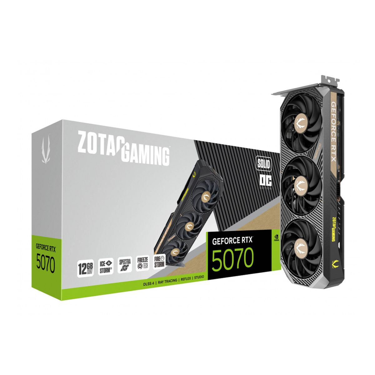 TARJETA DE VIDEO ZOTAC (ZT-B50700J-10P) RTX 5070 SOLID OC 12GB GDDR7,PCIE 5,3*FAN