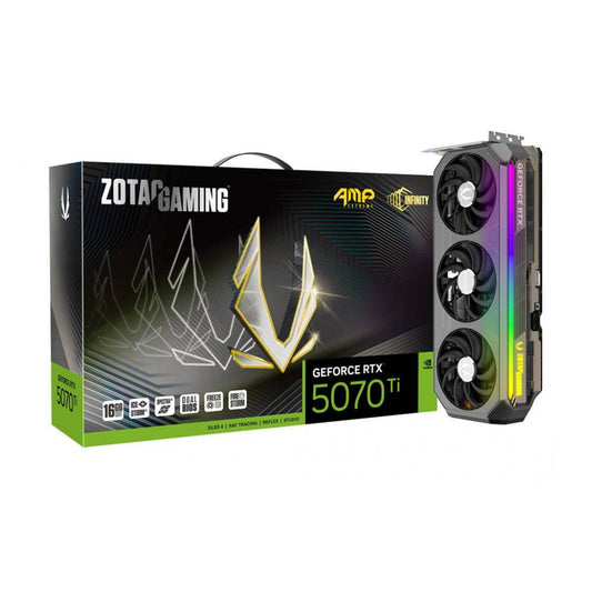 TARJETA DE VIDEO ZOTAC (ZT-B50710B-10P) RTX 5070TI AMP EXTREME INFINITY 16GB GDDR7,PCIE 5,3*FAN