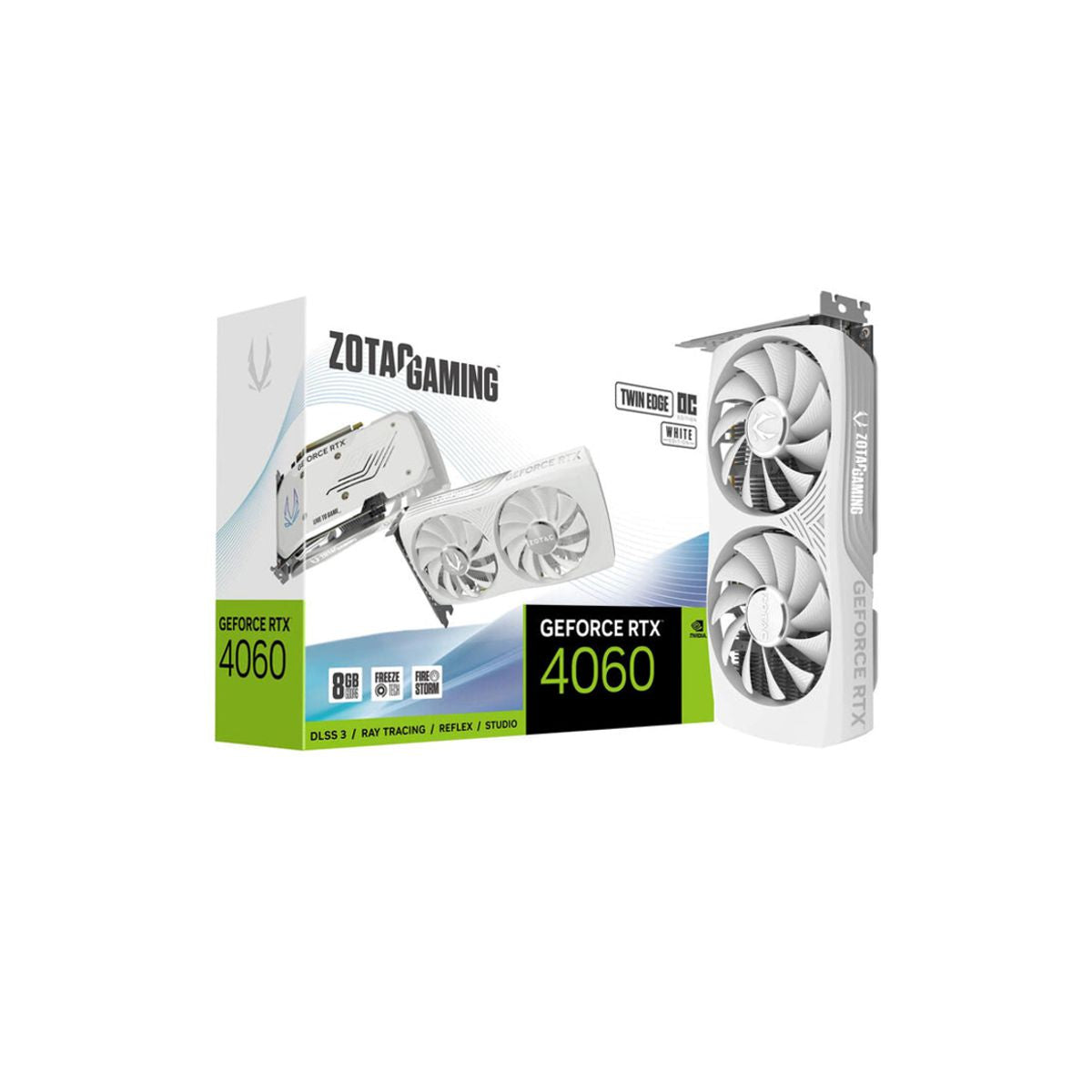 TARJETA DE VIDEO ZOTAC (ZT-D40600Q-10M) RTX 4060 TWIN EDGE OC WHITE 8GB GDDR6,128 BIT,DP*3,HDMI