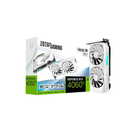 TARJETA DE VIDEO ZOTAC (ZT-D40610Q-10M) RTX4060TI8GB OC,BLANCO,PCI-E 4.0,HDMI,3*DP 1.4A,2*FAN