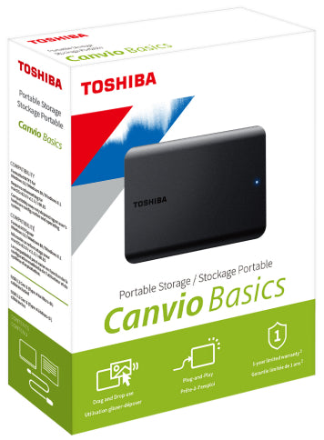 DISCO DURO EXTERNO TOSHIBA 2TB 2.5" (HDTB520XK3AA) CANVIO BASICS NEGRO,USB 3.0