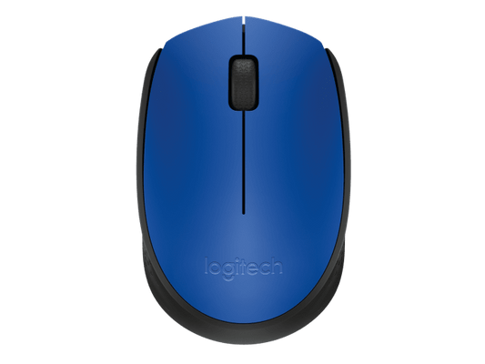 Mouse LOGITECH M170 - Negro con detalles en Azul, 3 botones, RF inalambrico