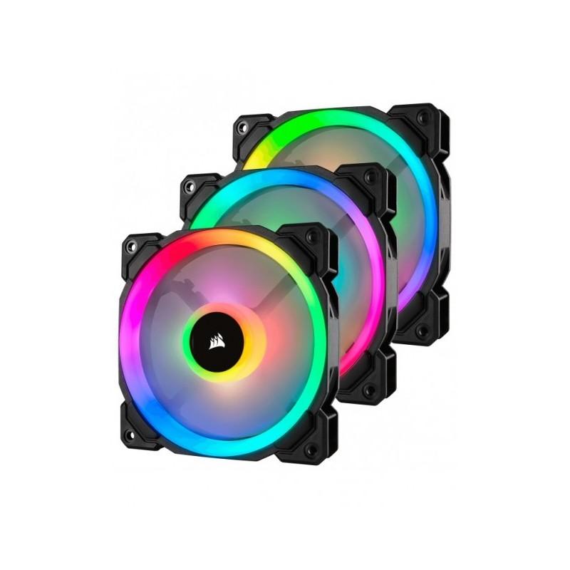 VENTILADOR GABINETE CORSAIR (CO-9050072-WW) LL120RGB,LUZ DUAL,120MM PWM,3*FAN,NODE INCLUIDO,NEGRO