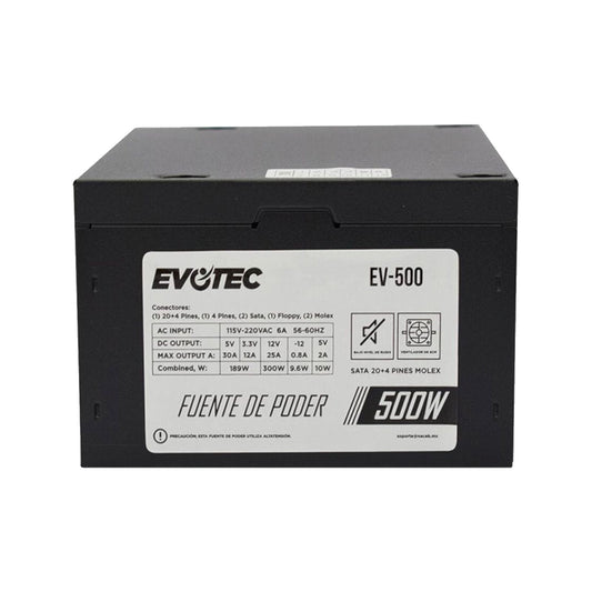 Fuente de Poder EVOTEC EV-500 - Negro, 500 W
