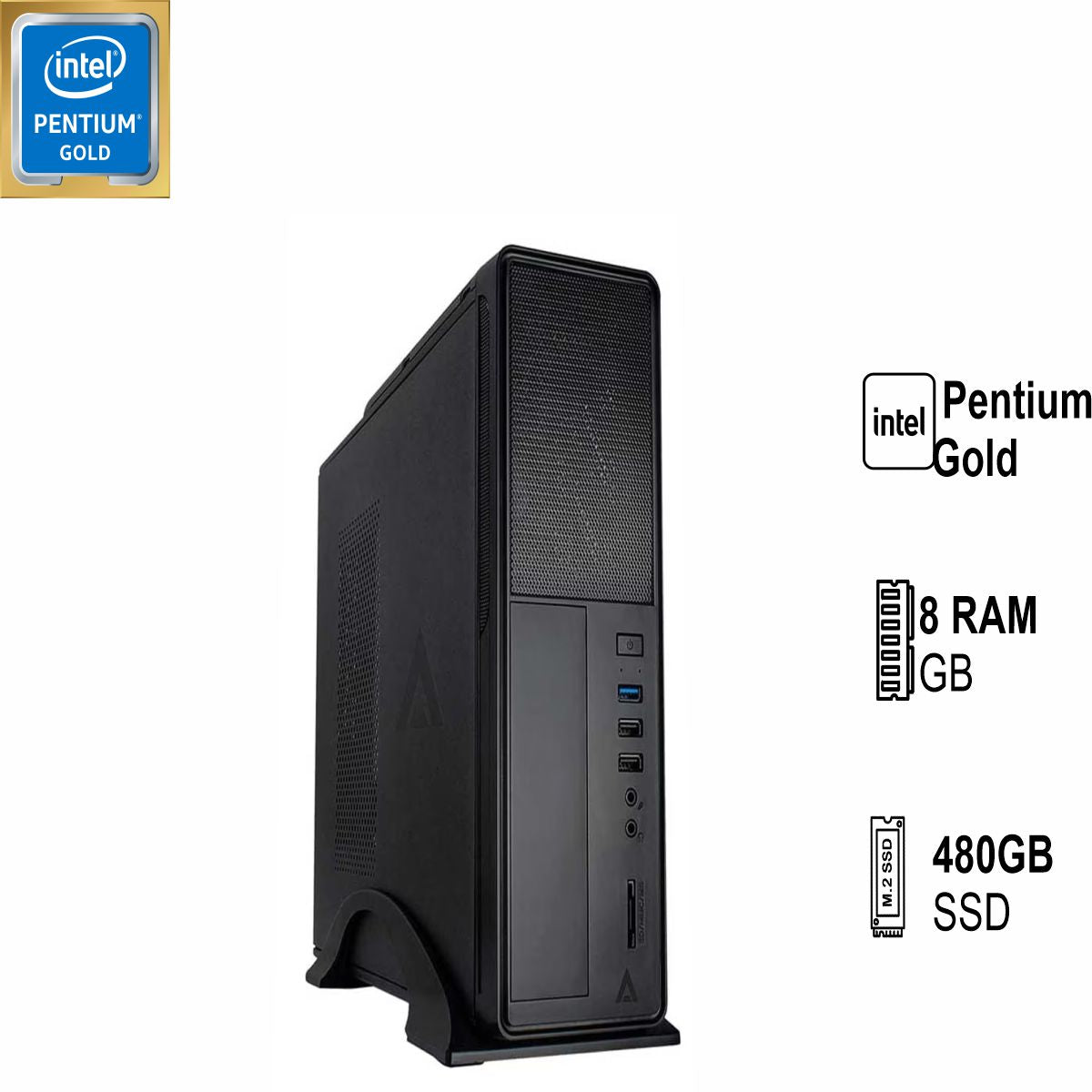 PC Intel Pentium Gold G6400 8GB de RAM 480GB SSD 500W WIFI