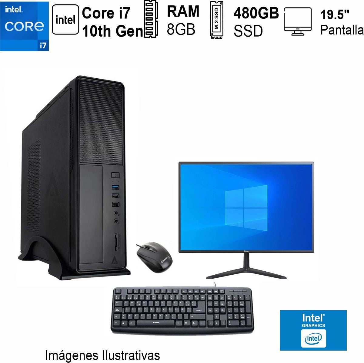 PC Intel Core i7-11700 8GB de RAM 480GB SSD 500W WIFI