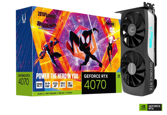 Tarjeta de Video Zotac NVIDIA GeForce RTX 4070 Twin Edge OC SPIDER-MAN: Across the Spider-Verse, 12GB 192-bit GDDR6X, PCI Express x16 4.0
